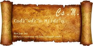 Csávás Milán névjegykártya
