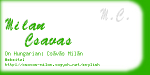 milan csavas business card